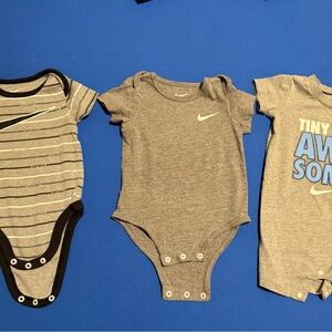 Nike Gray and Black Kids Bodysuit Trio